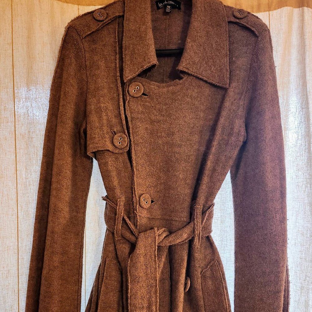 Le Chateau 100% Wool Taupe Sweater Jacket